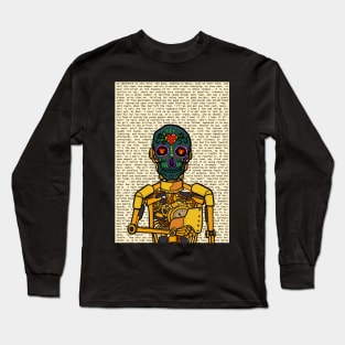 Golden Chronicles: Oliver Twist" - Unique Golden RobotMask NFT with MexicanEye Color and GlassSkin Color Long Sleeve T-Shirt